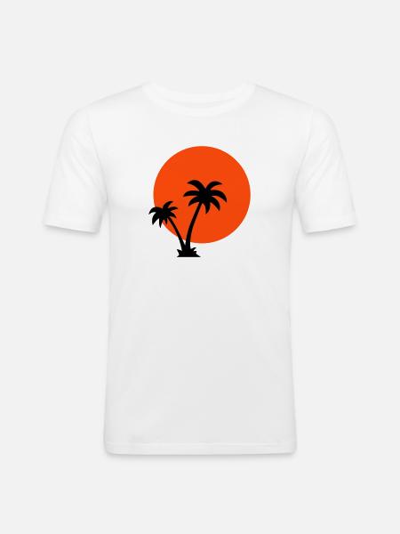 Palm Trees Sun - Men's Slim Fit T-Shirt - white