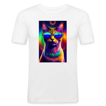 Cat - Men's Slim Fit T-Shirt - white - Front - Nik (191cm)