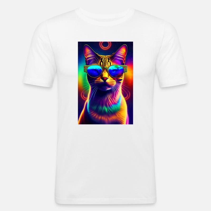 Katze - Männer Slim Fit T-Shirt - Weiß