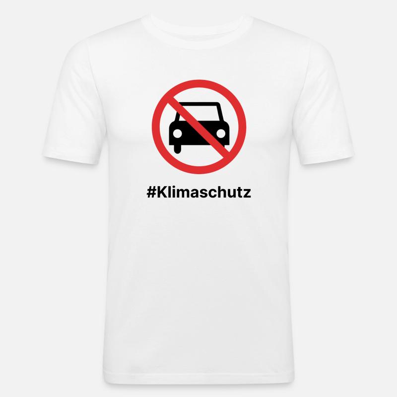 Klimaschutz! Autoverbot! - Männer Slim Fit T-Shirt - Weiß