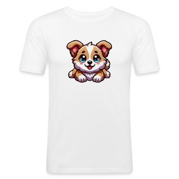 Cute Puppy Love 🐶❤️ - Men's Slim Fit T-Shirt - white - Front - Nik (191cm)