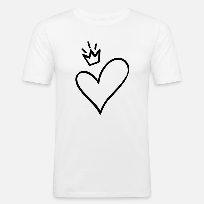 Herz - Männer Slim Fit T-Shirt - Weiß