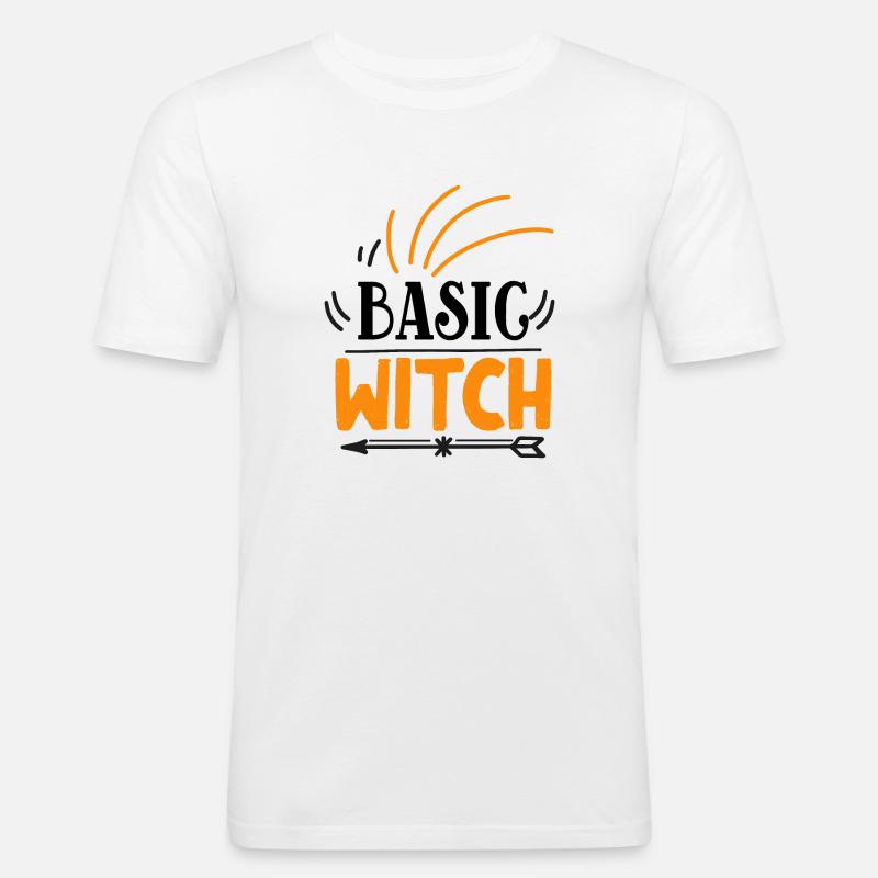 Basic Witch - Halloween Spruch - Männer Slim Fit T-Shirt - Weiß