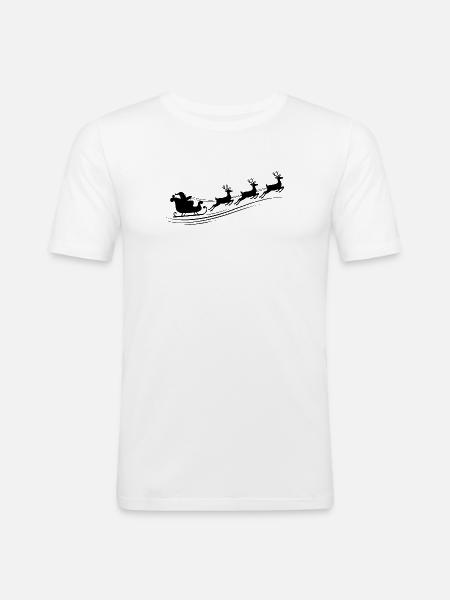 Weihnachtsmann Schlitten Rentiere - Männer Slim Fit T-Shirt - Weiß