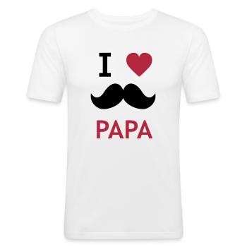 i love papa - T-shirt près du corps Homme - blanc - Devant - Nik (191cm)