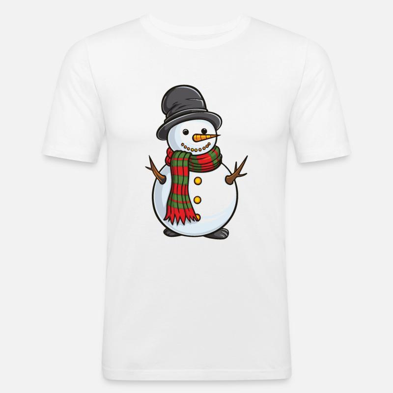 Schneemann Comic - Männer Slim Fit T-Shirt - Weiß