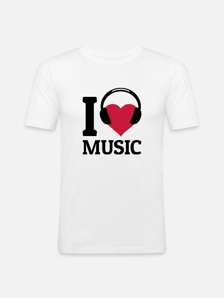 I love Music - Men's Slim Fit T-Shirt - white