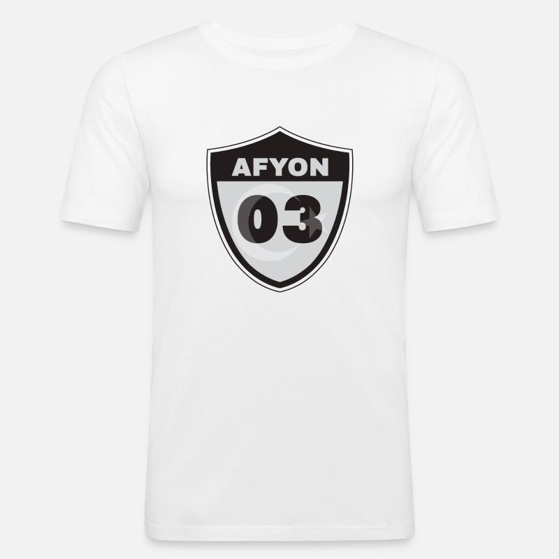 Afyon - Männer Slim Fit T-Shirt - Weiß