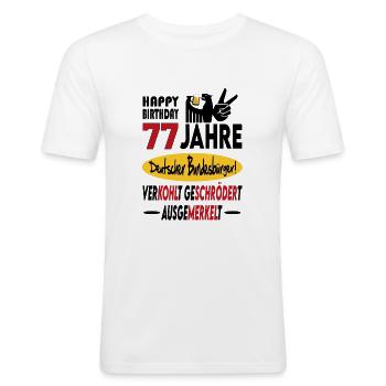 Geburtstag CDU SPD FDP Grün Politik Alter Jahre 77 - Männer Slim Fit T-Shirt - Weiß - Vorne - Nik (191cm)
