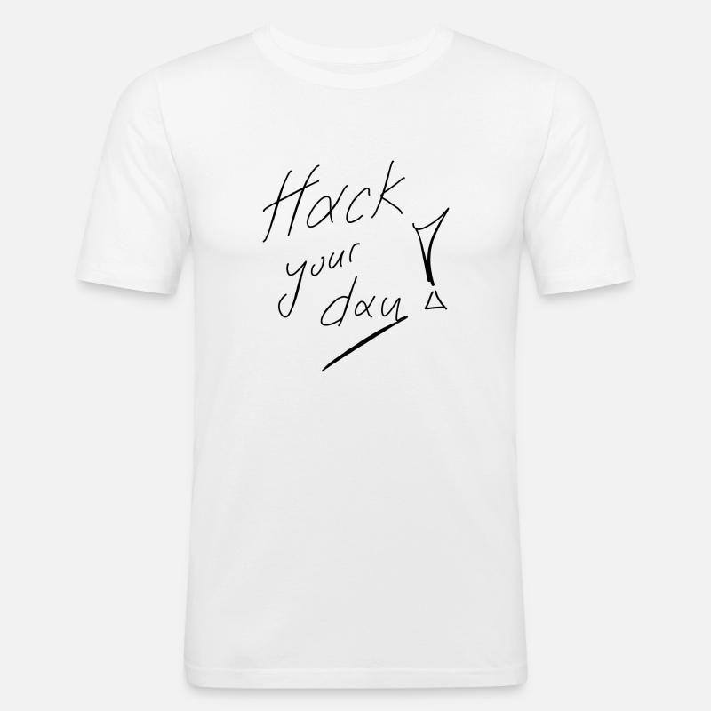 hack your Day - Männer Slim Fit T-Shirt - Weiß
