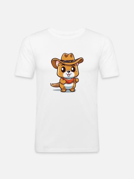 Sød cowboy egern til dyreelskere - Herre Slim Fit T-Shirt - hvid