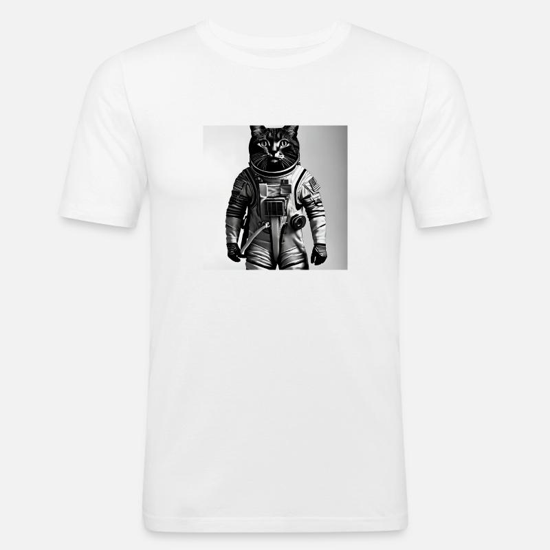 Gatto cosmonauta - Gatto astronauta - Maglietta aderente da uomo - bianco