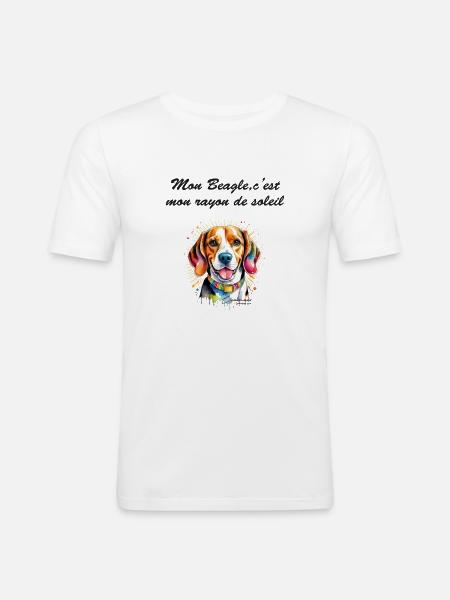 beagle rayon de soleil - T-shirt près du corps Homme - blanc