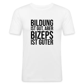 Lustige Sprüche Geschenk At Gym Fitness - Männer Slim Fit T-Shirt - Weiß - Vorne - Nik (191cm)