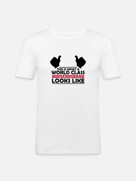 world class househusband - Men's Slim Fit T-Shirt - white