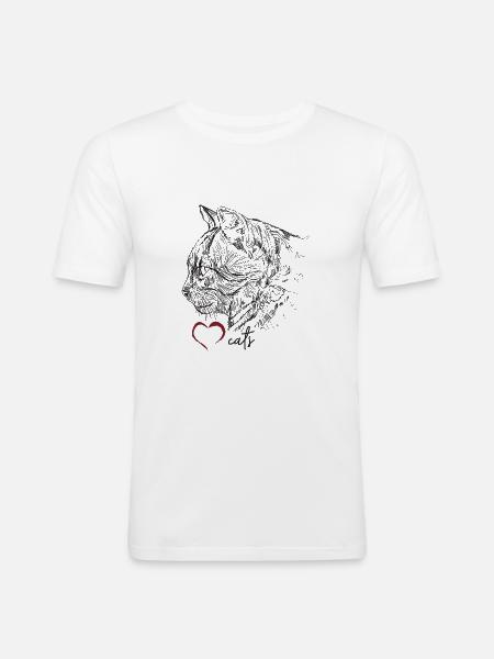Katzengesicht - Männer Slim Fit T-Shirt - Weiß