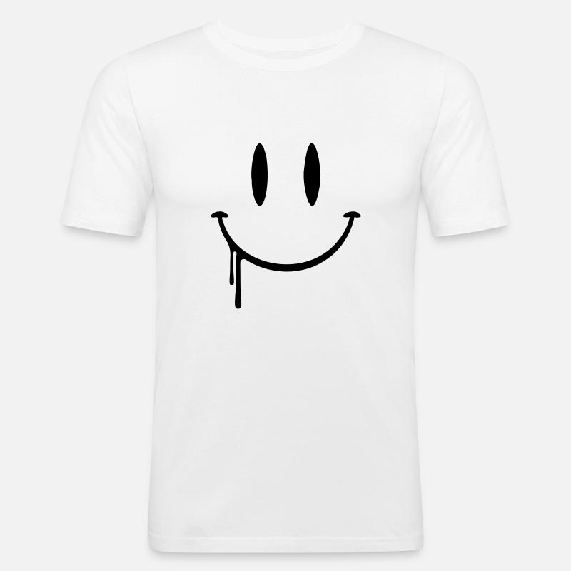 Sabber Smilie - Männer Slim Fit T-Shirt - Weiß