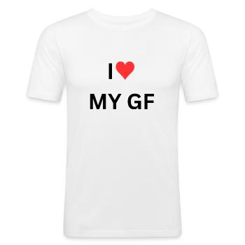 I love my Girlfriend - Männer Slim Fit T-Shirt - Weiß - Vorne - Nik (191cm)