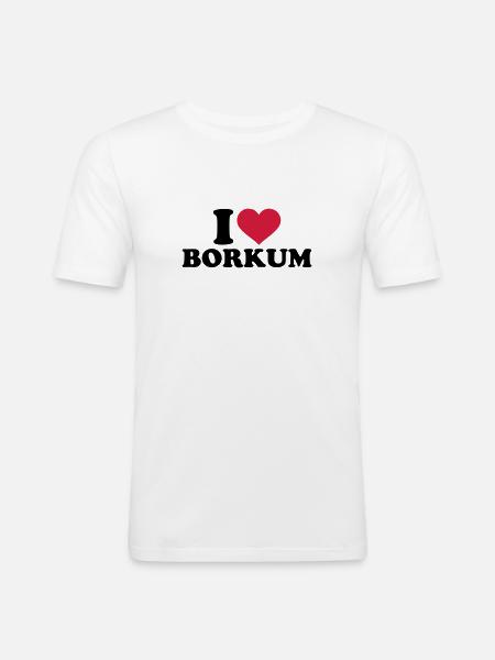 Borkum - Männer Slim Fit T-Shirt - Weiß