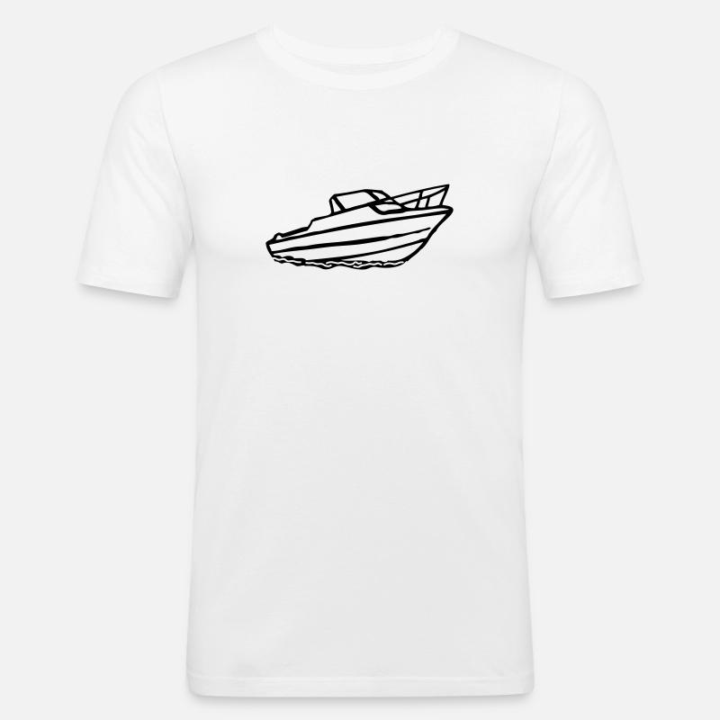 Schiff Motorboot - Männer Slim Fit T-Shirt - Weiß