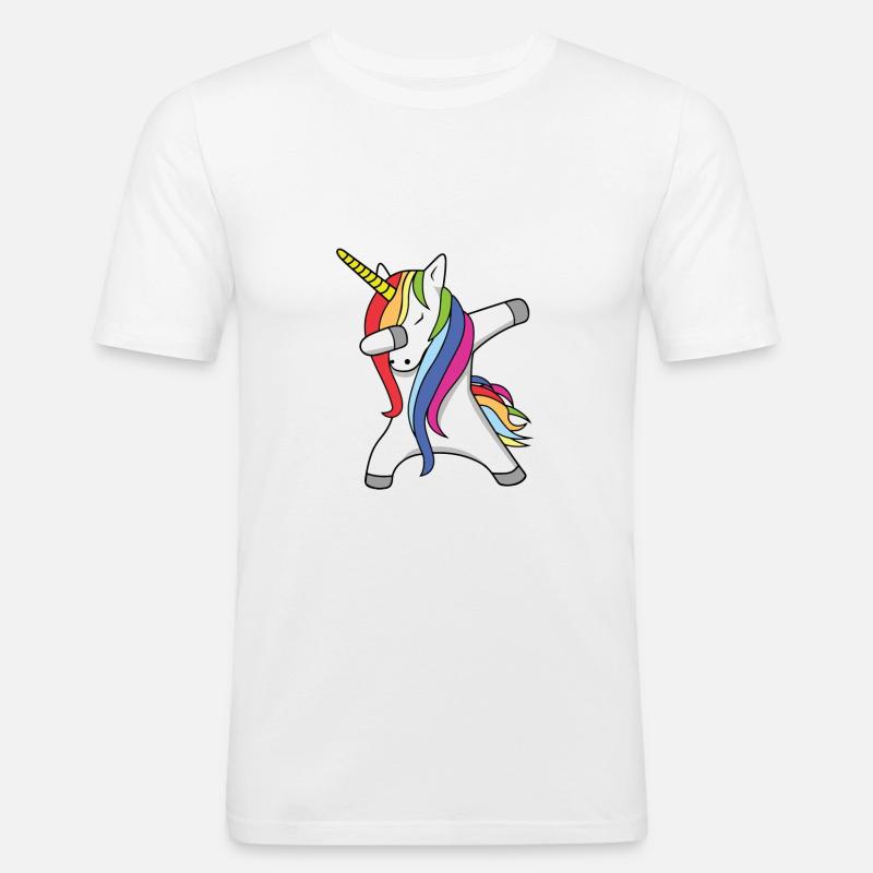 Einhorn DAB Dance - Männer Slim Fit T-Shirt - Weiß