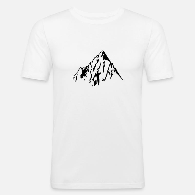 Felsiger Berggipfel - Männer Slim Fit T-Shirt - Weiß