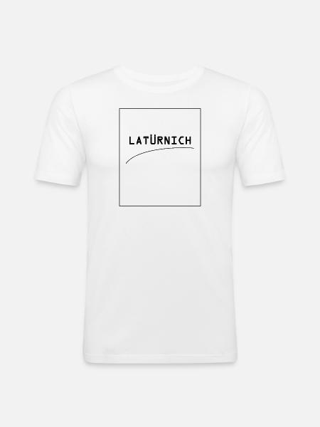 latürnich black - Men's Slim Fit T-Shirt - white
