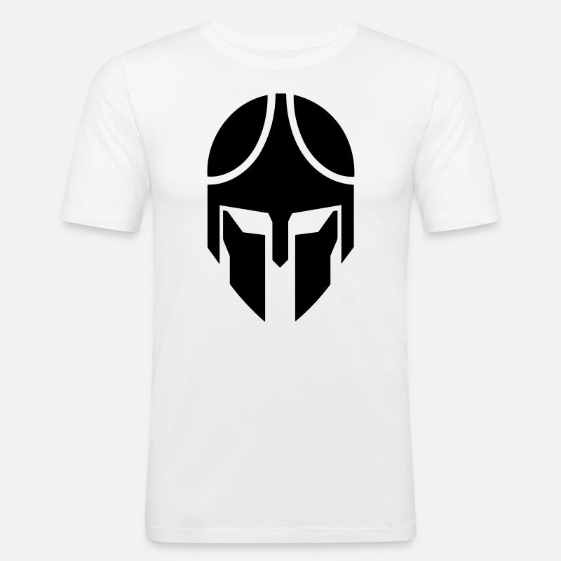 Spartanischer Helm - Männer Slim Fit T-Shirt - Weiß