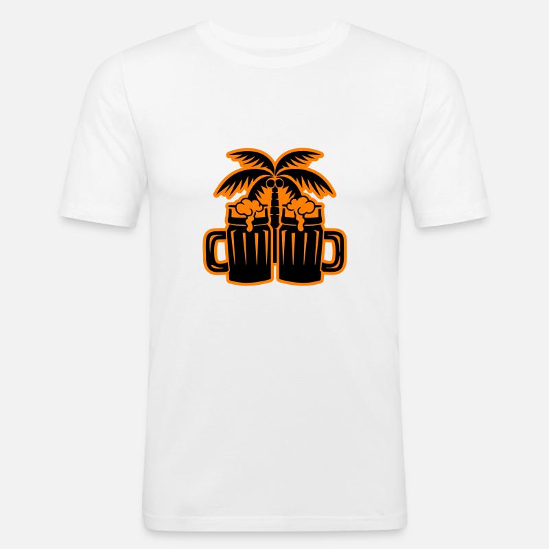 Beer Beach Palm Trees Island - Men's Slim Fit T-Shirt - white