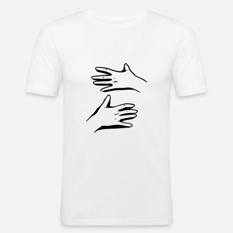Umarmung - Männer Slim Fit T-Shirt - Weiß