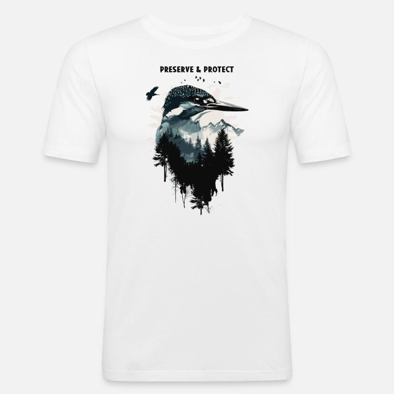 Preserve & Protect Eisvogel Vogel - Männer Slim Fit T-Shirt - Weiß