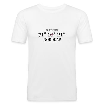 Nordkap Norwegen Norway 71 10 21 - Männer Slim Fit T-Shirt - Weiß - Vorne - Nik (191cm)