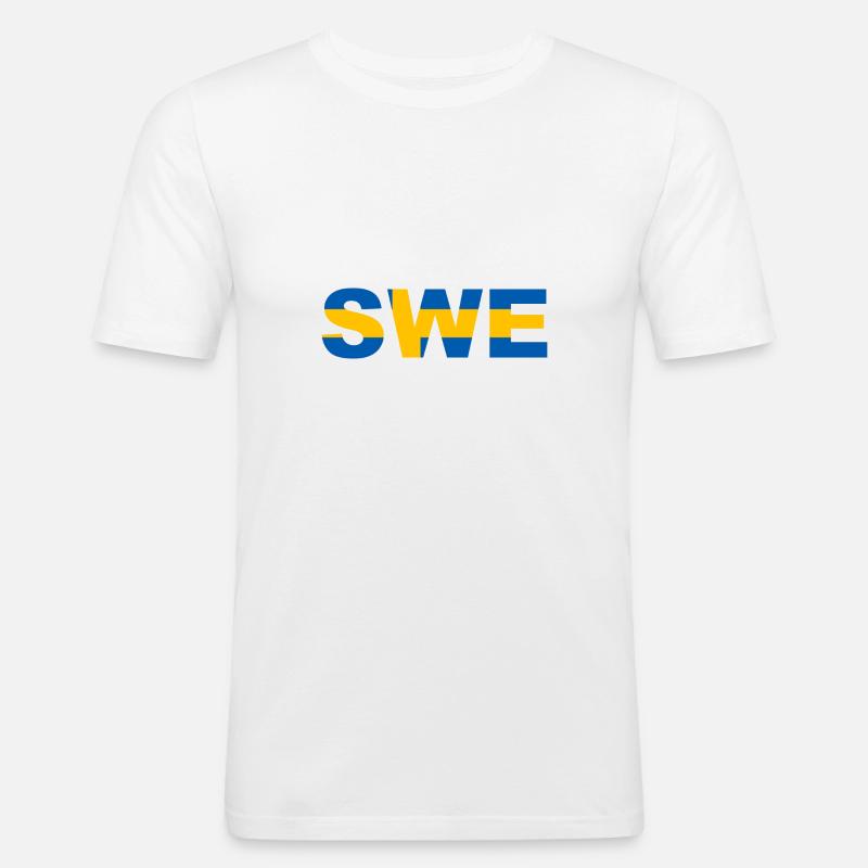 Schweden Flagge ISO Code SWE - Männer Slim Fit T-Shirt - Weiß