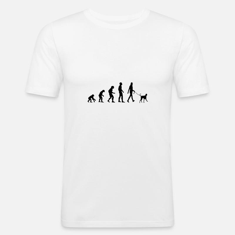 Hundehalter Hund Evolution - Männer Slim Fit T-Shirt - Weiß