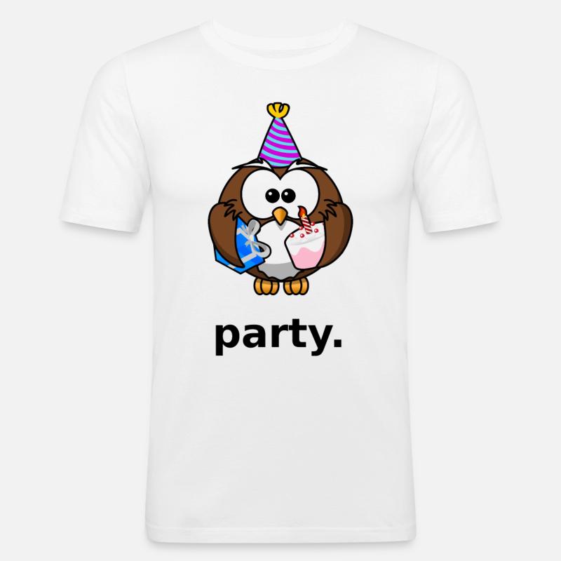 Party Eule - Männer Slim Fit T-Shirt - Weiß