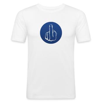 fuck you, fuck off, fck u, fuck - Männer Slim Fit T-Shirt - Weiß - Vorne - Nik (191cm)
