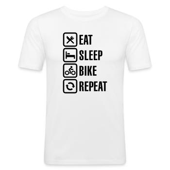 Eat sleep bike repeat - Men's Slim Fit T-Shirt - white - Front - Nik (191cm)