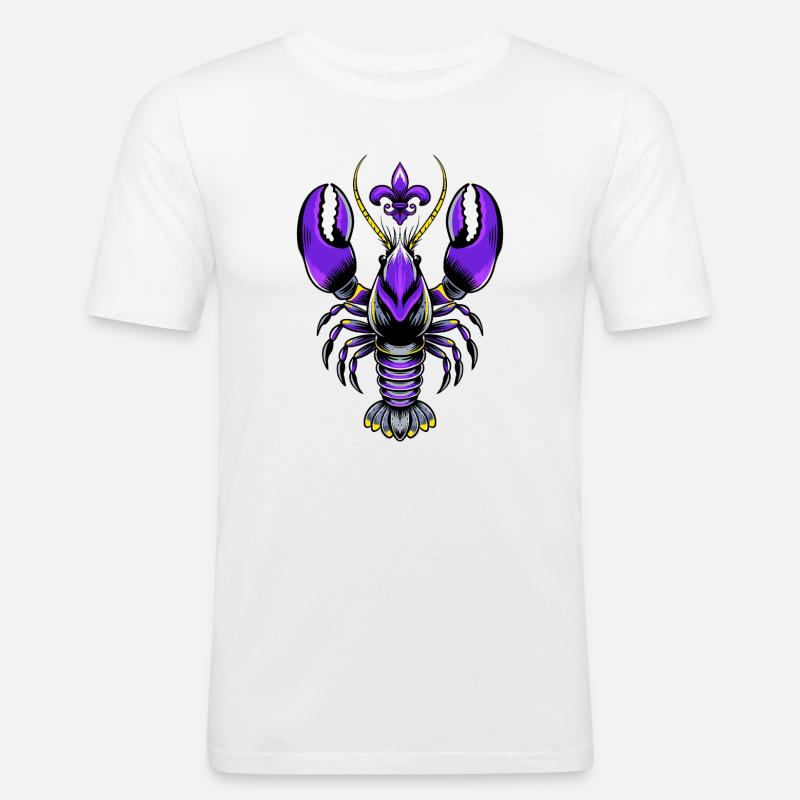 Mardi Gras Languste mit Fleur-de-Lis Design - Männer Slim Fit T-Shirt - Weiß
