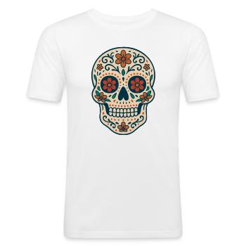 Lateinamerikanischer Folklore-Kranich von Helfspawn - Männer Slim Fit T-Shirt - Weiß - Vorne - Nik (191cm)