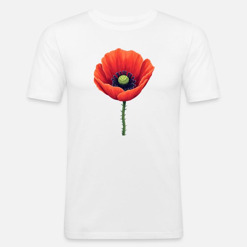 Mohnblume - Männer Slim Fit T-Shirt - Weiß