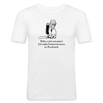 Bitte Nicht Schubsen - Kaiserschmarrn Faultier - Männer Slim Fit T-Shirt - Weiß - Vorne - Nik (191cm)