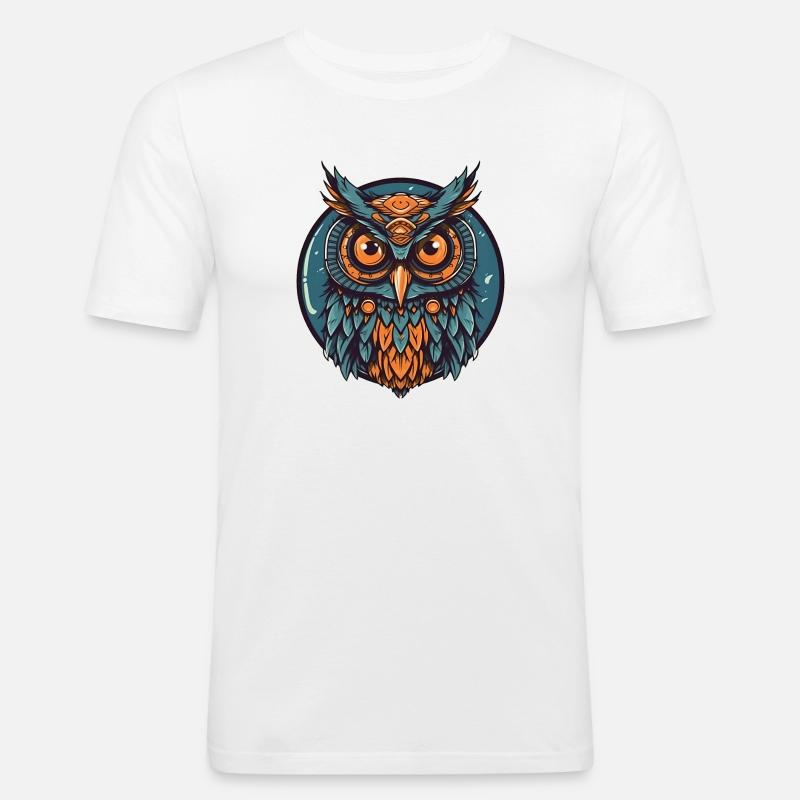 Coole Eule boho indie - Männer Slim Fit T-Shirt - Weiß
