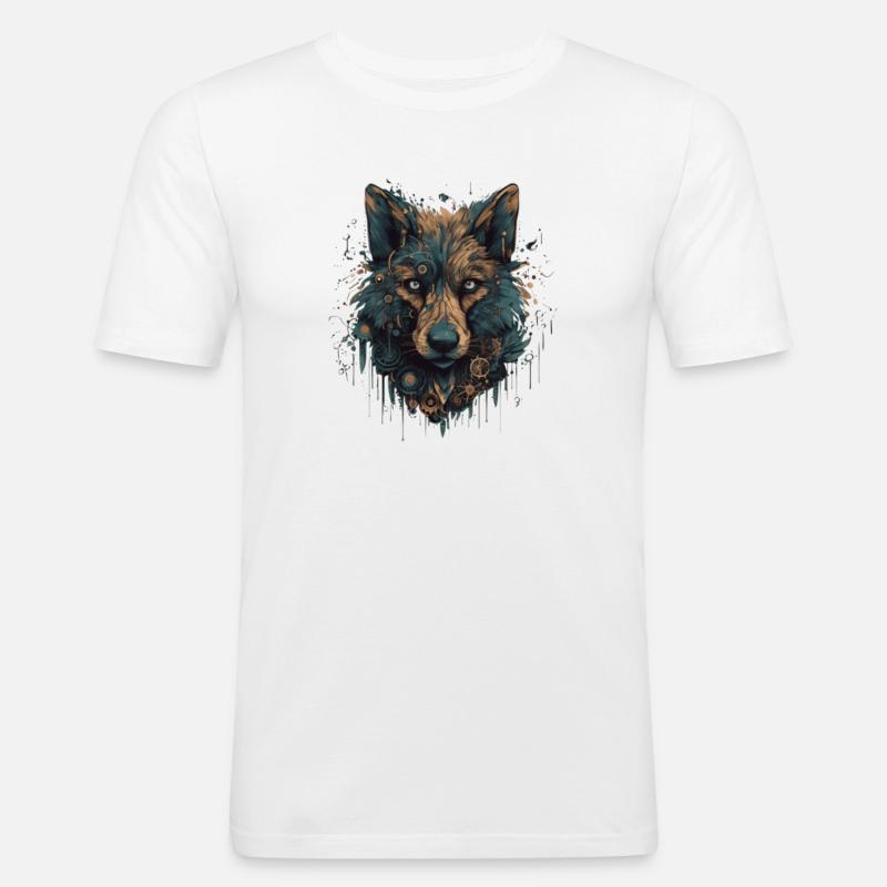 Wolf Cool Geschenkidee - Männer Slim Fit T-Shirt - Weiß