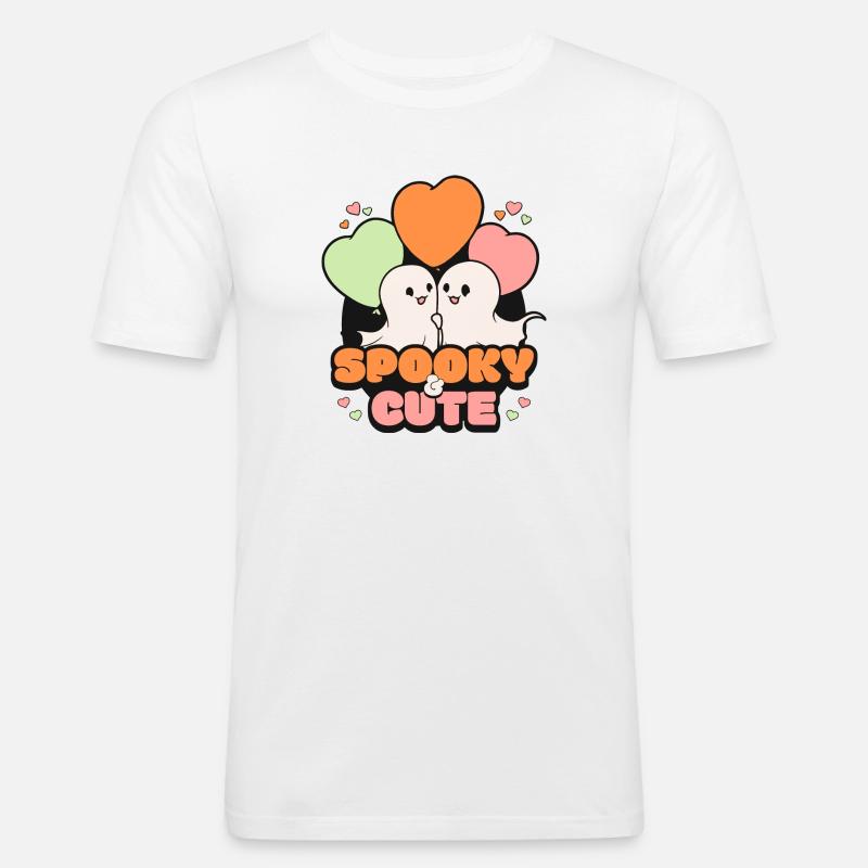 Spooky October Cute Halloween Ghost - Men's Slim Fit T-Shirt - white
