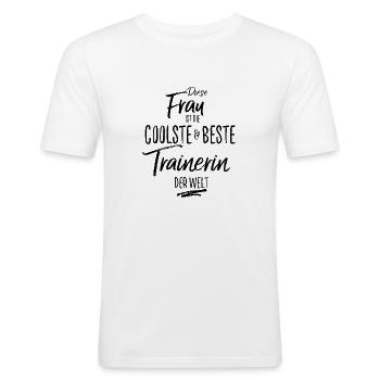 trainerin - die Beste (s) - Männer Slim Fit T-Shirt - Weiß - Vorne - Nik (191cm)