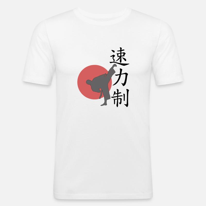 Speed Power Control WHITE BACKG - Männer Slim Fit T-Shirt - Weiß