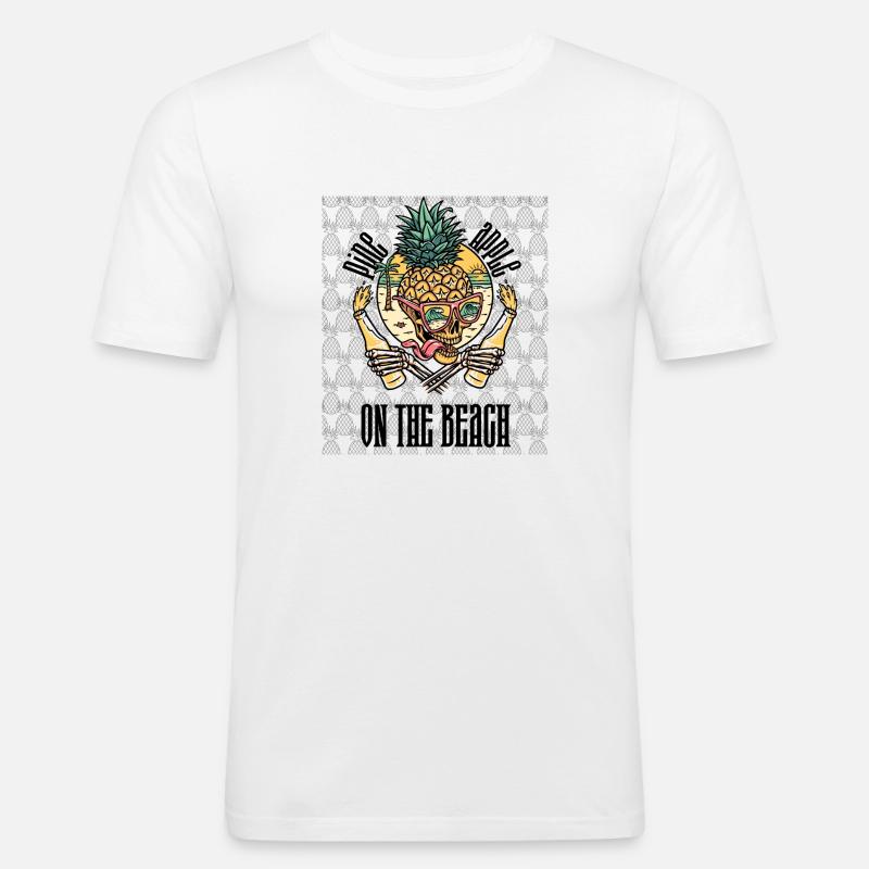 CRAZY PineApple Ananas Freaky - Männer Slim Fit T-Shirt - Weiß