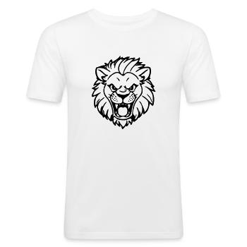 Lion Head - Men's Slim Fit T-Shirt - white - Front - Nik (191cm)