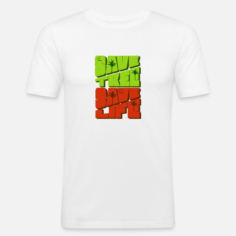 safe tree - Männer Slim Fit T-Shirt - Weiß