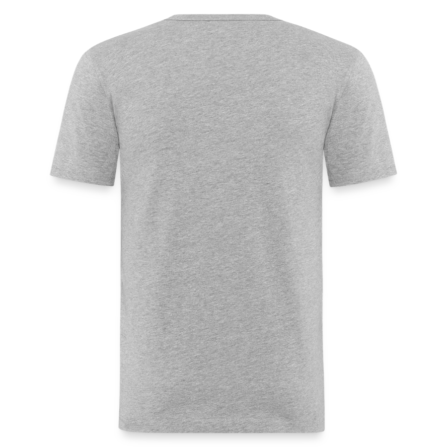 Drift Island badge on a men's slim fit t-shirt, heather grey, back